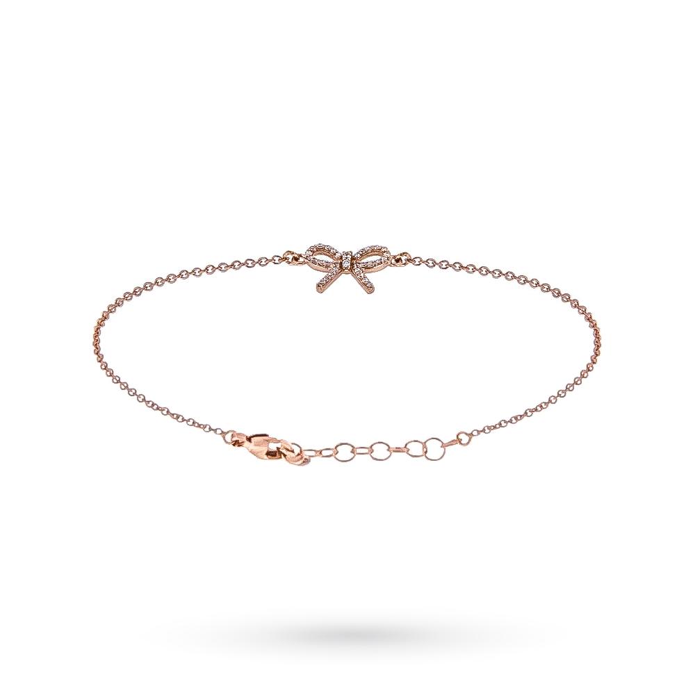 18kt rose gold bracelet diamond bow 0.11ct - CICALA