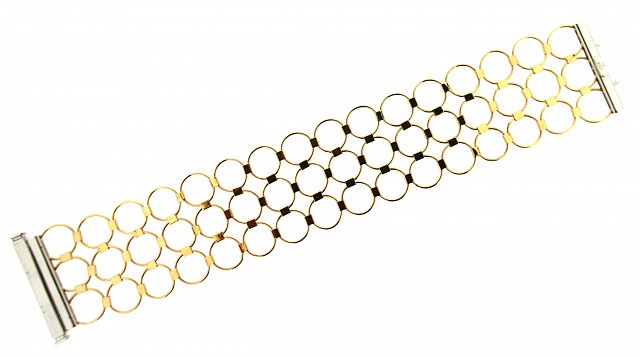  18kt yellow and white gold bracelet with three lines of rings - LUSSO ITALIANO