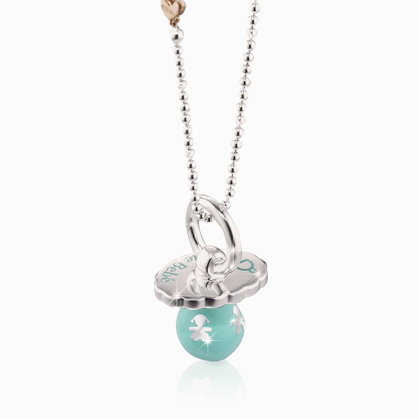  925 sterling silver charm leBebe SNM003 with baby pacifier and turquoise enamel - LE BEBE