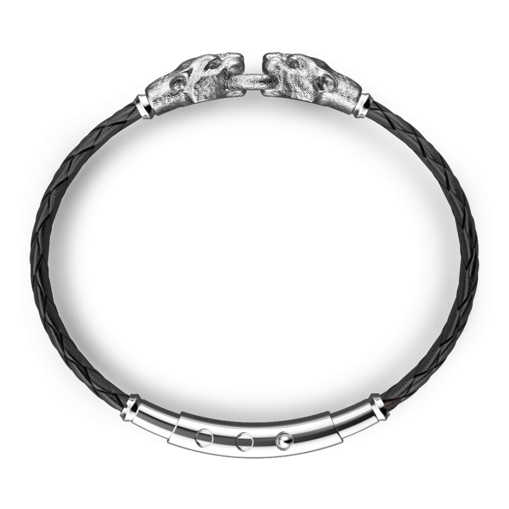  Zancan EXB952-NE black leather silver bracelet - ZANCAN