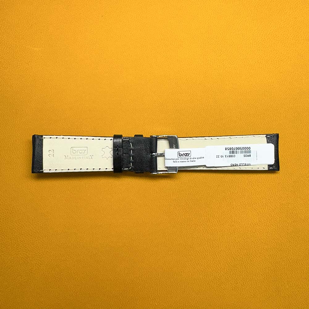Cinturino pelle vitello nero 22-20 mm - BROS