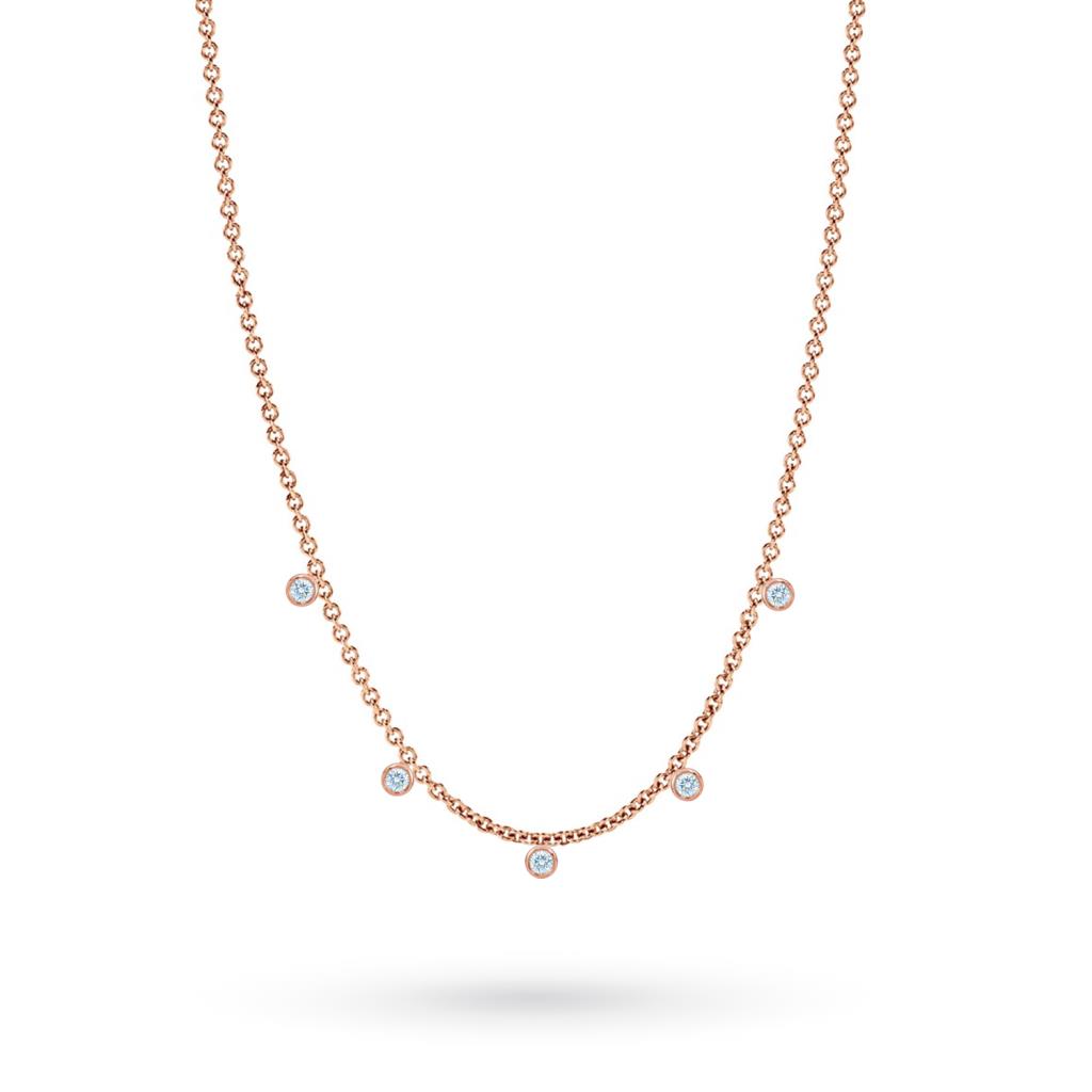 18kt rose gold necklace with 5 diamonds pendant - CICALA
