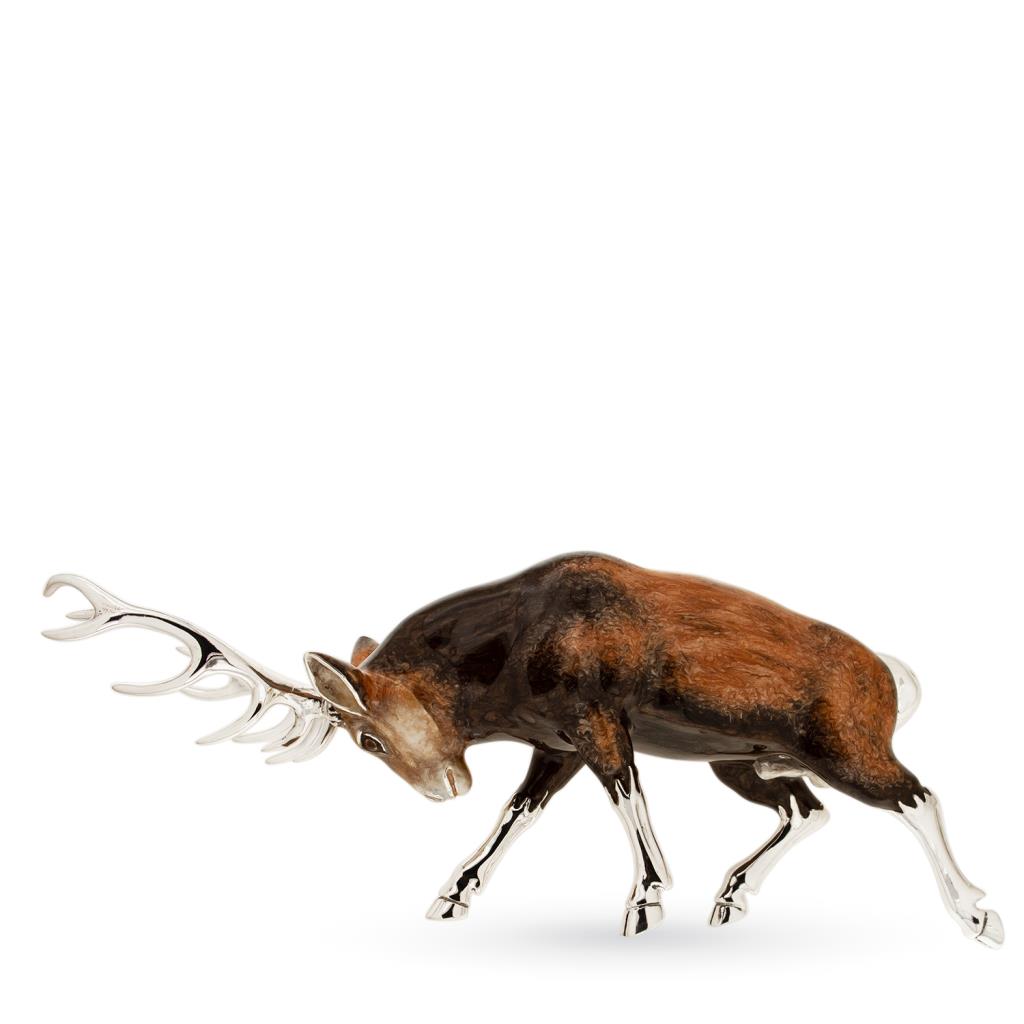  Cervi coppia soprammobile argento 925 smalto - SATURNO