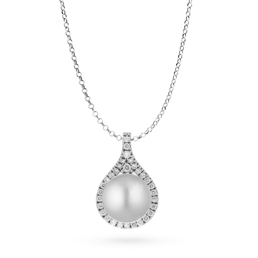 White gold necklace pearl &Oslash;7,5mm diamonds 0,05ct Mirco Visconti - MIRCO VISCONTI
