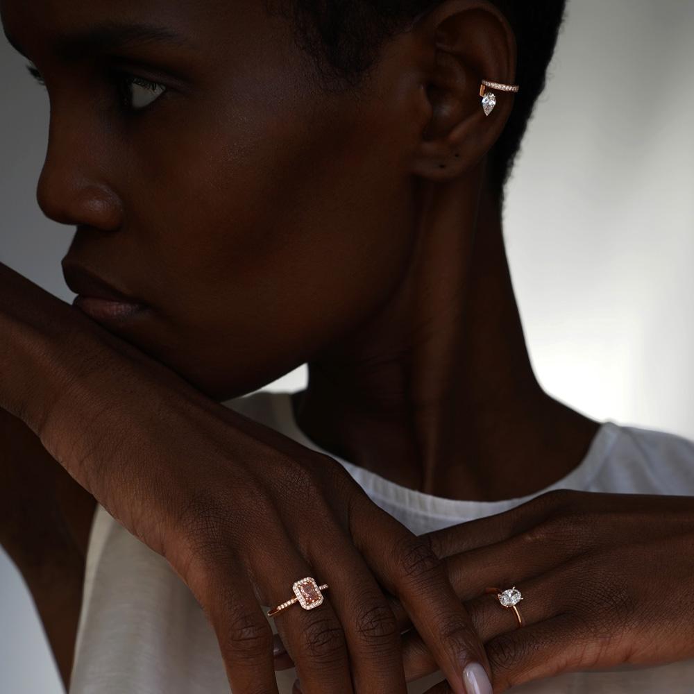  Ear Cuff Oro Rosa Diamanti 0,66 Carati Lab-Grown - AMA