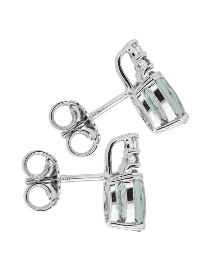  18kt white gold earrings with 2,51ct aquamarine and diamonds 0,14ct  - CICALA