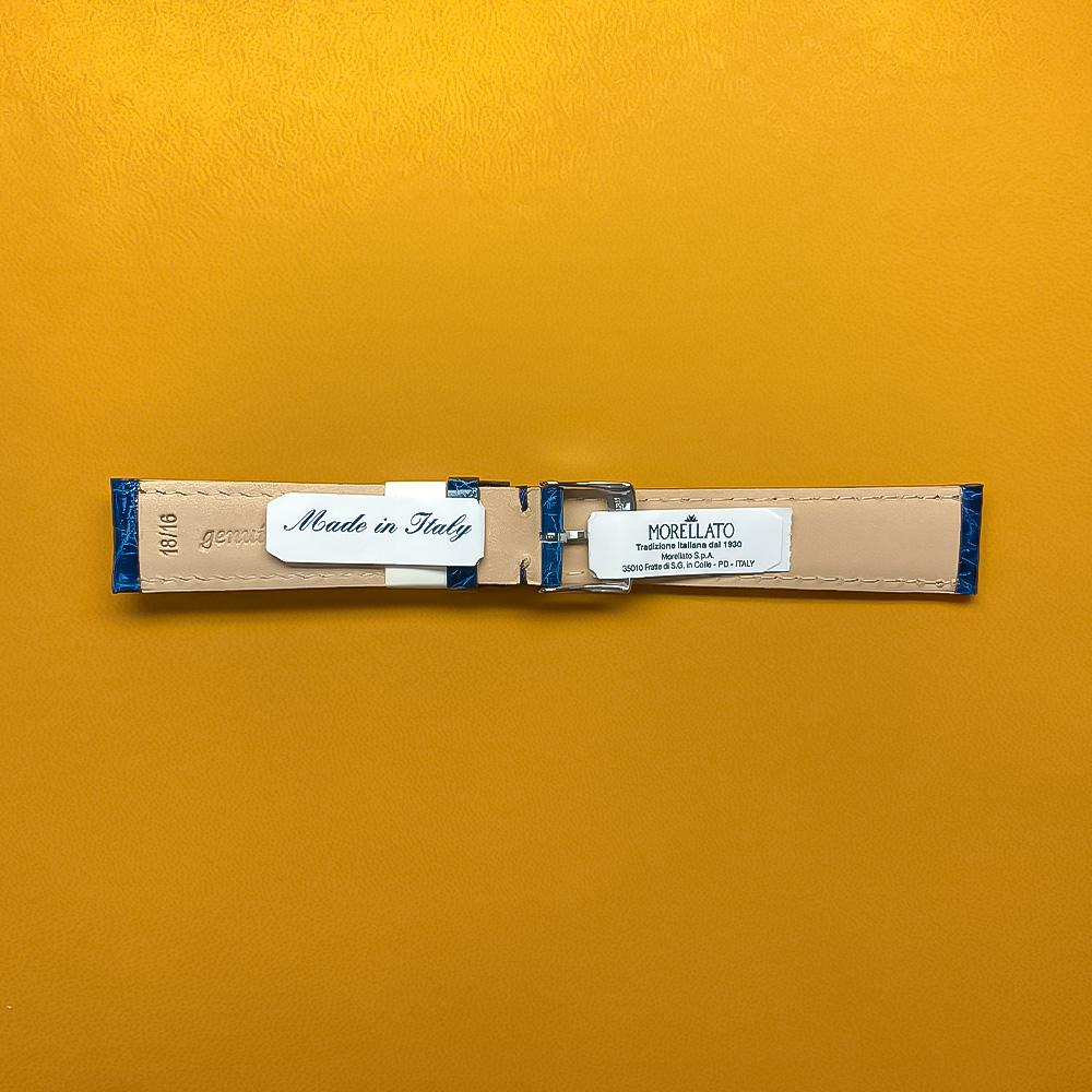 Cinturino coccodrillo blu semimbottito 18-16mm - MORELLATO