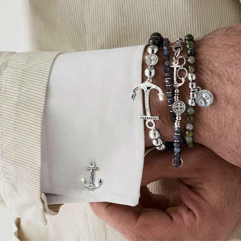  Neptune Anchor Men's Cufflinks in 925 sterling silver - MARIA CRISTINA STERLING