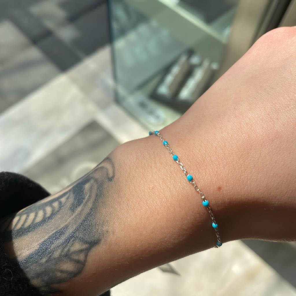  Bracciale Dodo Mariani catenella minismalti azzurro 18cm - DODO MARIANI