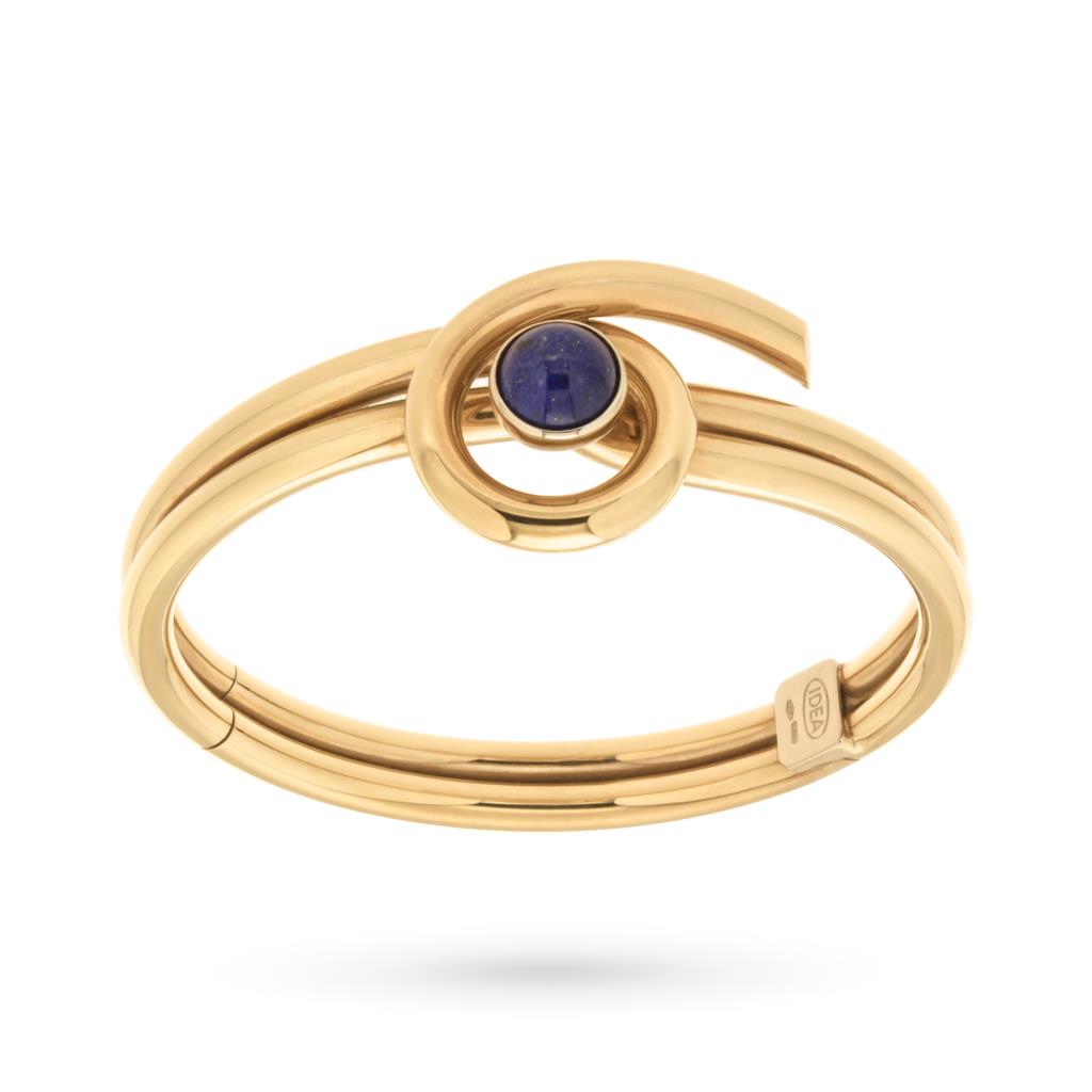 Rigid bracelet in yellow gold with knot and lapis lazuli - UNBRANDED