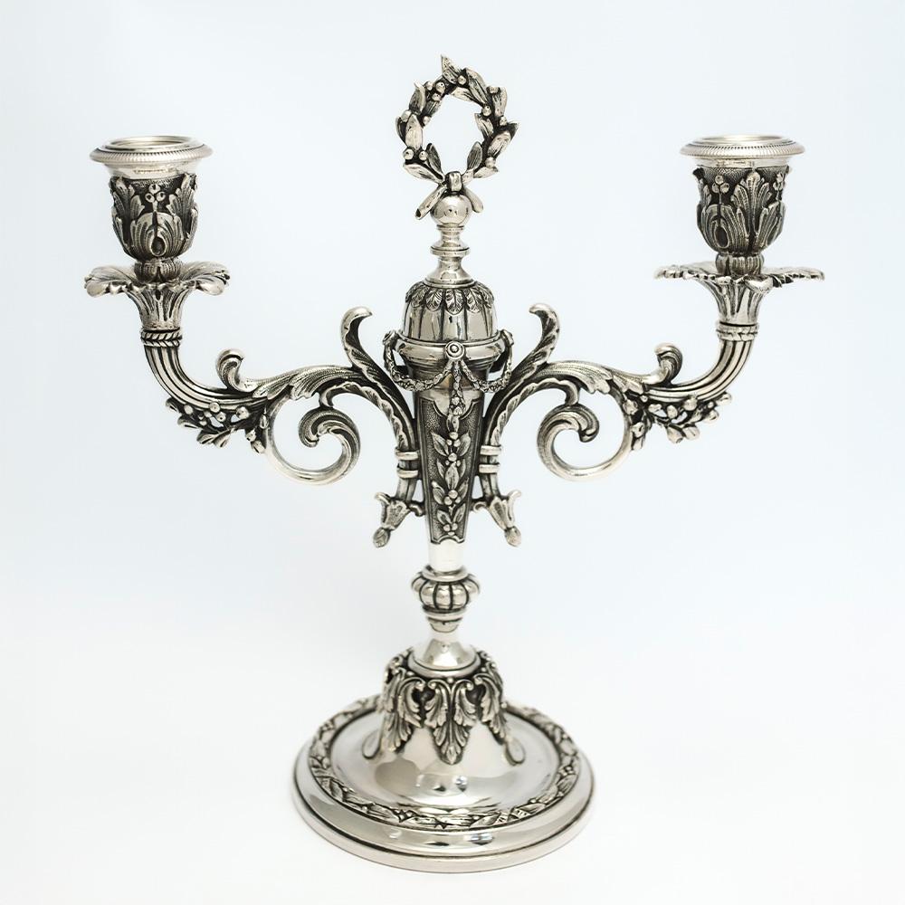  Coppia di candelabri d&rsquo;epoca anni &rsquo;30 in argento 800, Fassi Arno - 