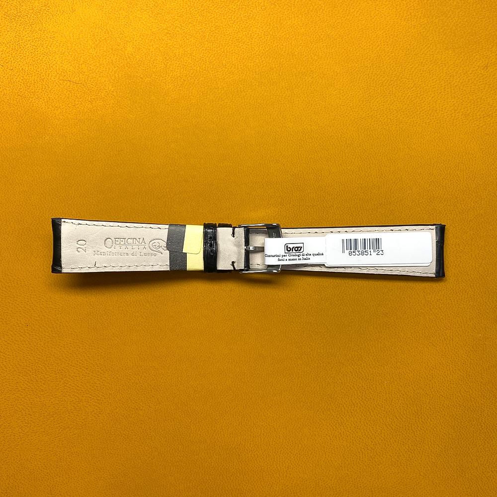 Cinturino pelle alligatore nero opaco 20-16mm - BROS