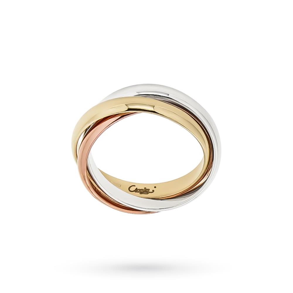 Three wedding bands connected in 18kt gold 925 sterling silver and copper - CICALA
