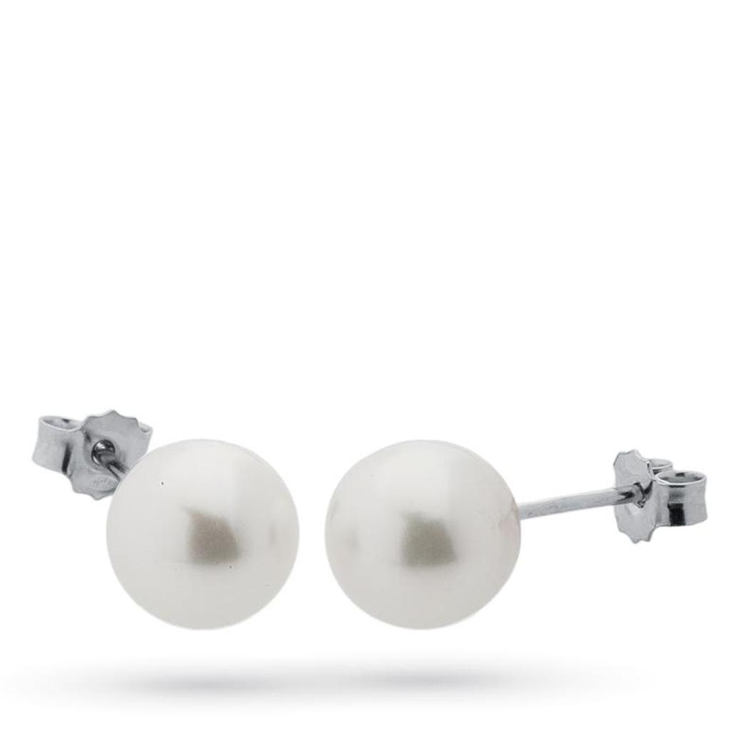 Orecchini a lobo in oro bianco con perla akoya 9mm - COSCIA