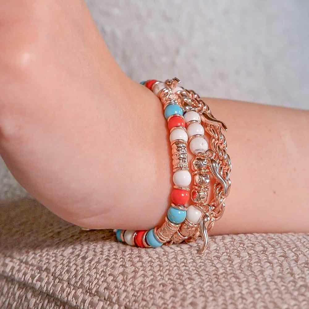  Bracciale donna Encanto argento rosa aulite corallo 16+3 cm - MARIA CRISTINA STERLING