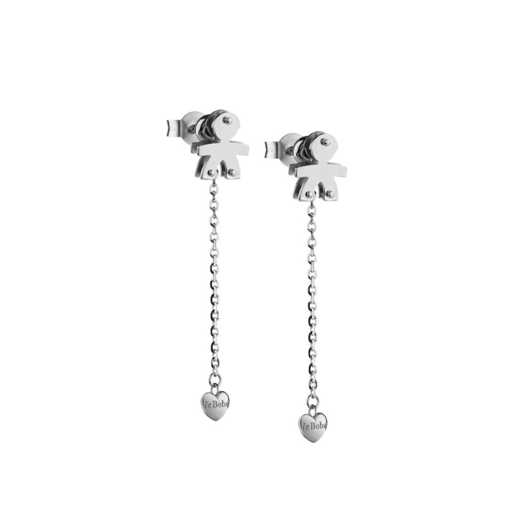 Orecchini leBebe LBB531 Classici bimbo cuore pendente oro bianco - LE BEBE