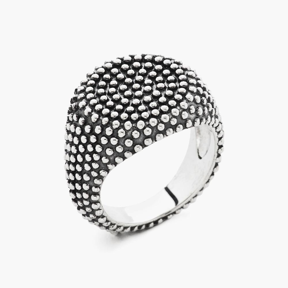  Chevalier tondo puntinato argento brunito lucido Nove25 - NOVE25