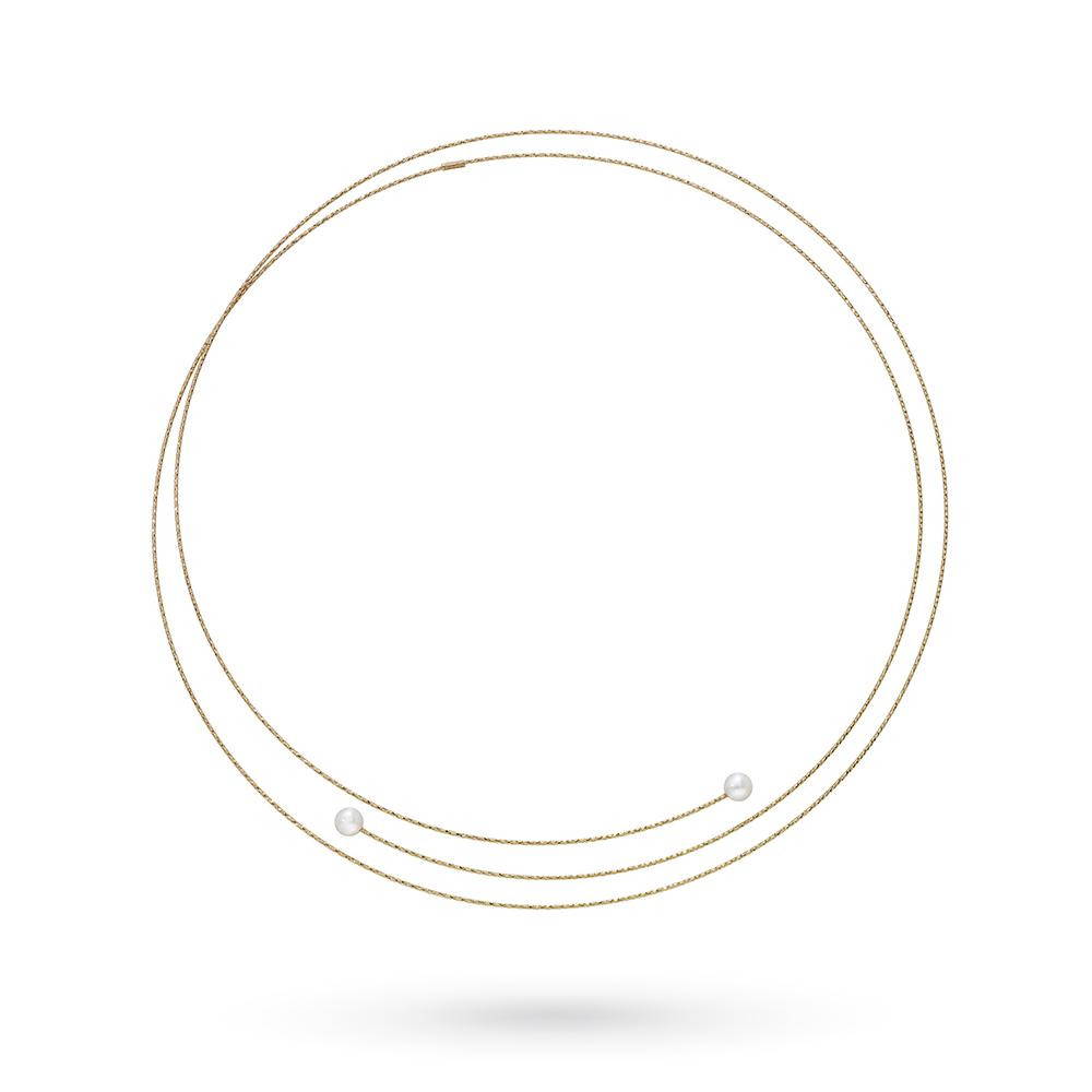 Collana MagicWire filo rigido oro giallo 2 perle terminali - MAGICWIRE