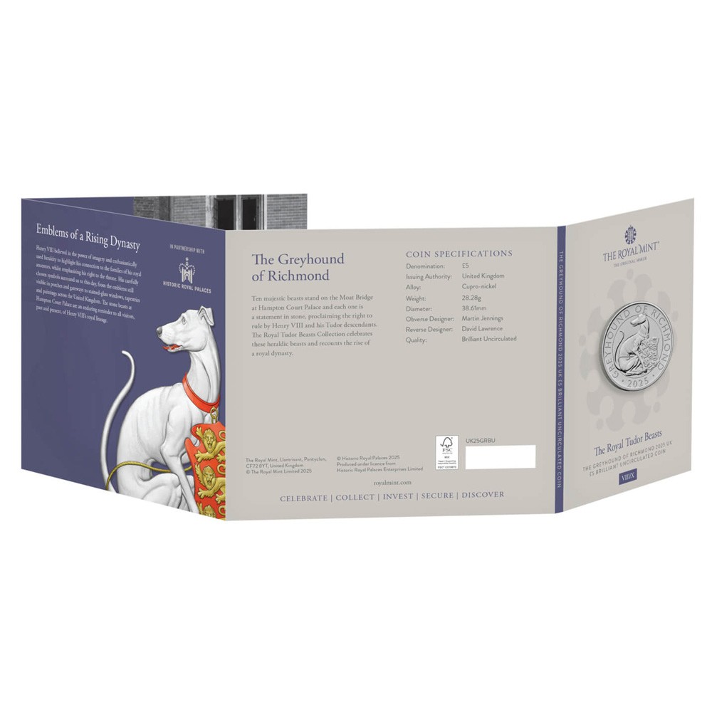 The Royal Tudor Beasts The Greyhound of Richmond 2025 UK &pound;5 - THE ROYAL MINT