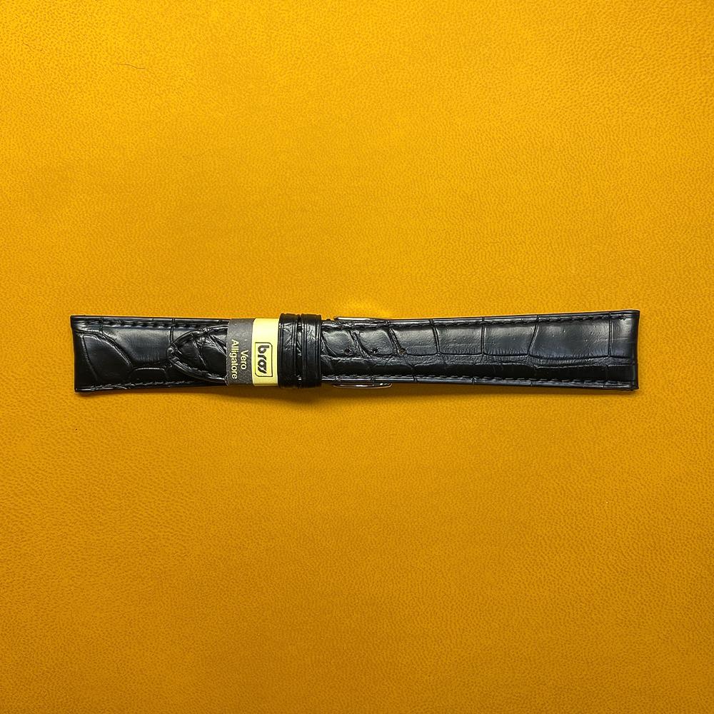 Cinturino pelle alligatore nero opaco 20-16mm - BROS