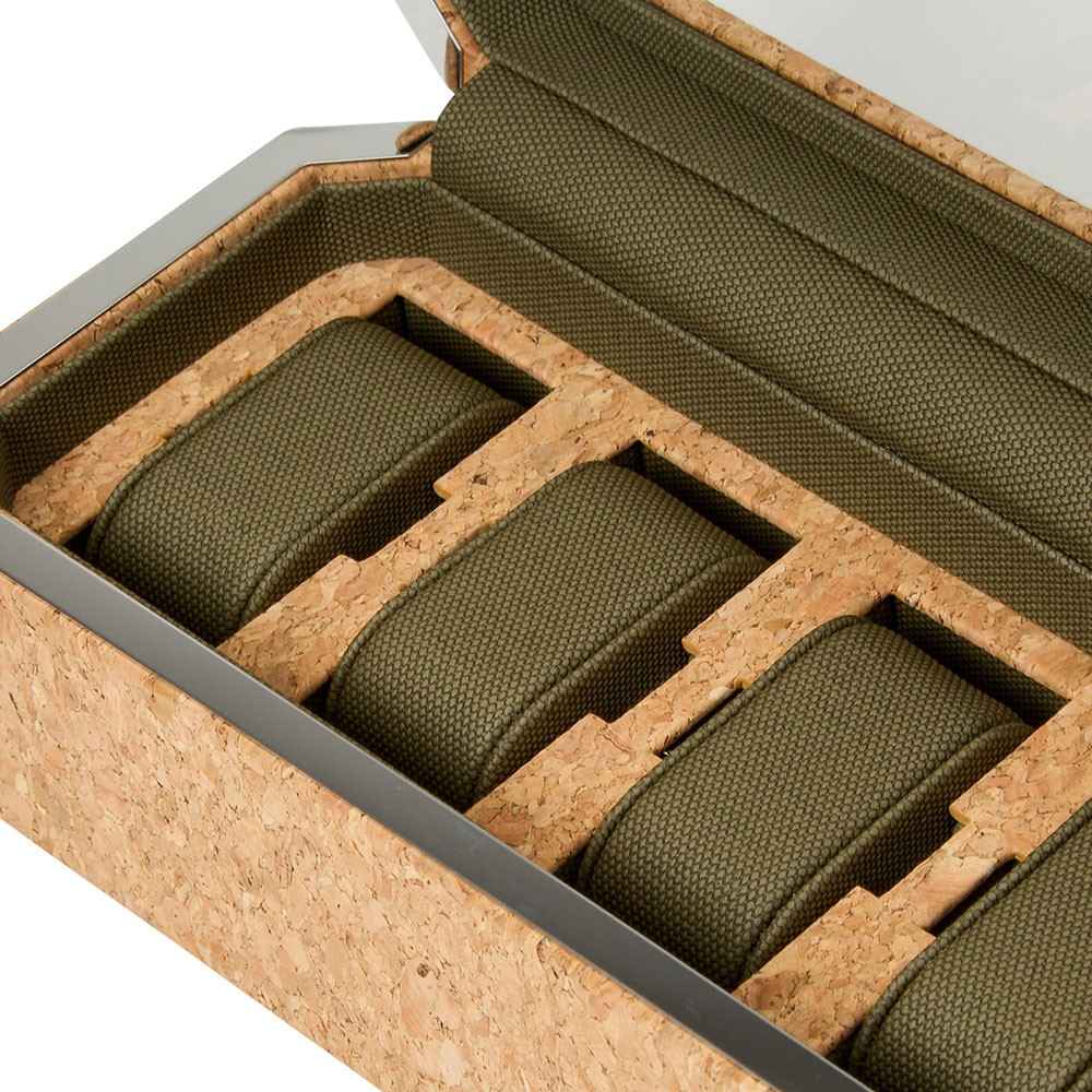  Wolf 4 Piece Watch Box - Natural Cork - WOLF