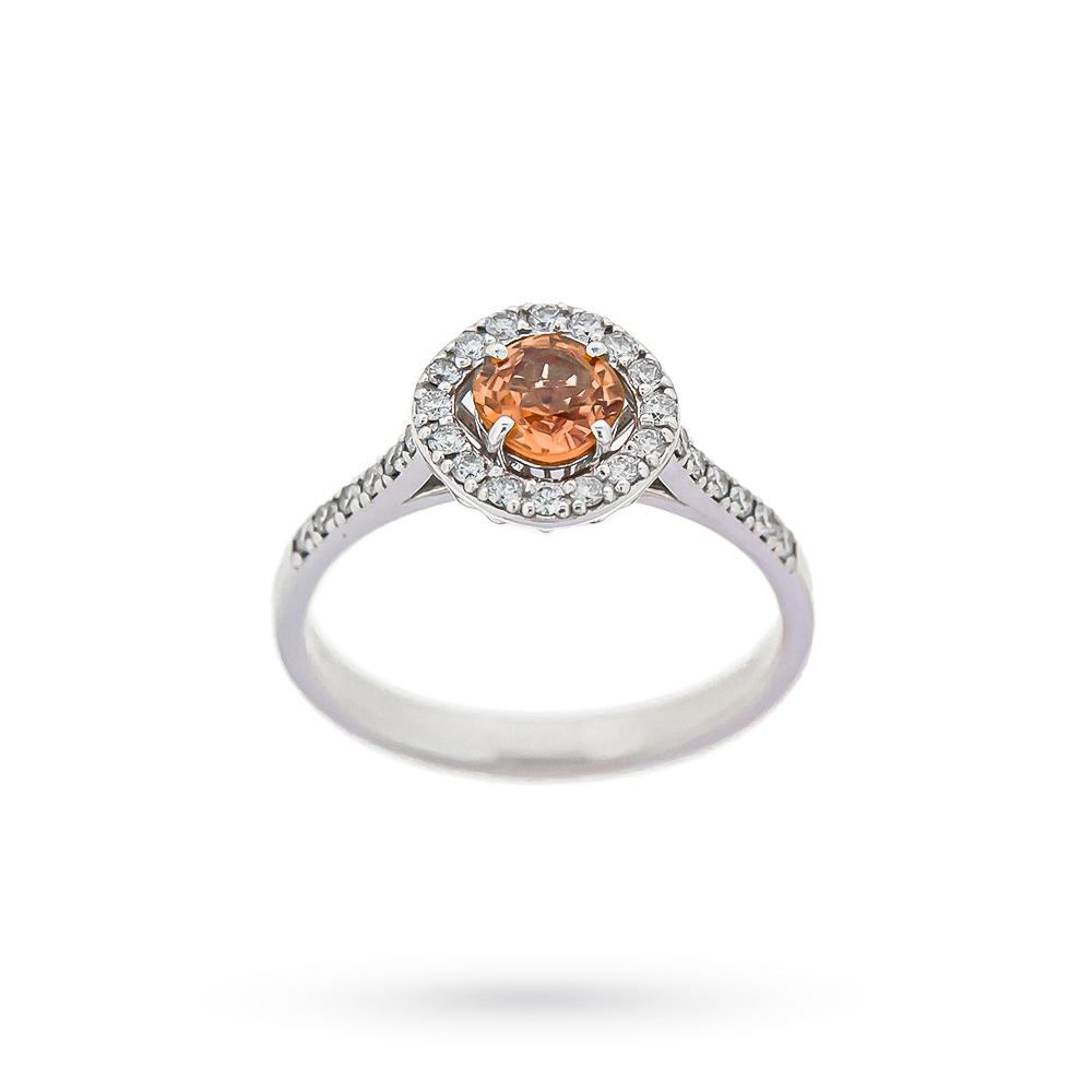 Anello contorno zaffiro arancione 0,66ct diamanti 0,28ct Luigi Quaglia - QUAGLIA