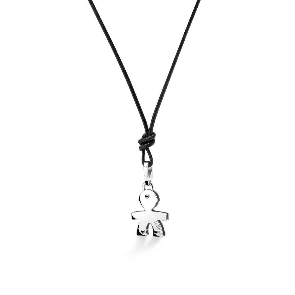  Ciondolo leBebe LBB061 Classici bimbo oro bianco cuore diamanti ct 0,03 - LE BEBE