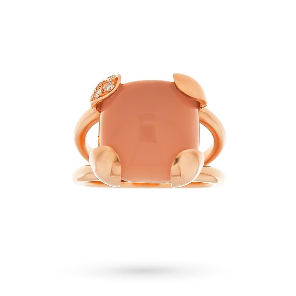 Anello oro rosa 18kt quarzo diamanti - LUSSO ITALIANO