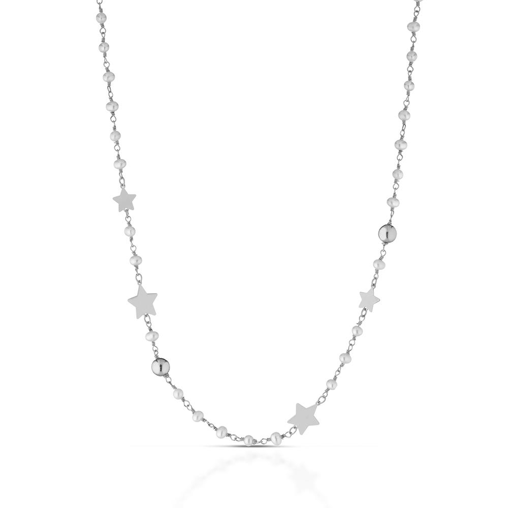 Collana girocollo argento stelle perline 40cm - GLAMOUR