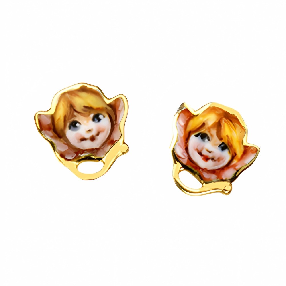 Orecchini Gabriella Rivalta tappabuco angioletti rosa in oro smaltato