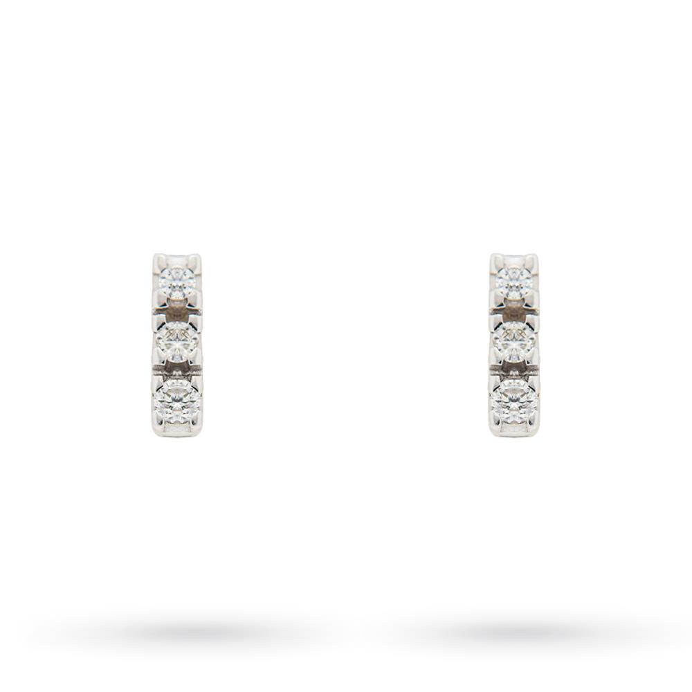 White gold trilogy diamond earrings 0.12 ct - LUSSO ITALIANO