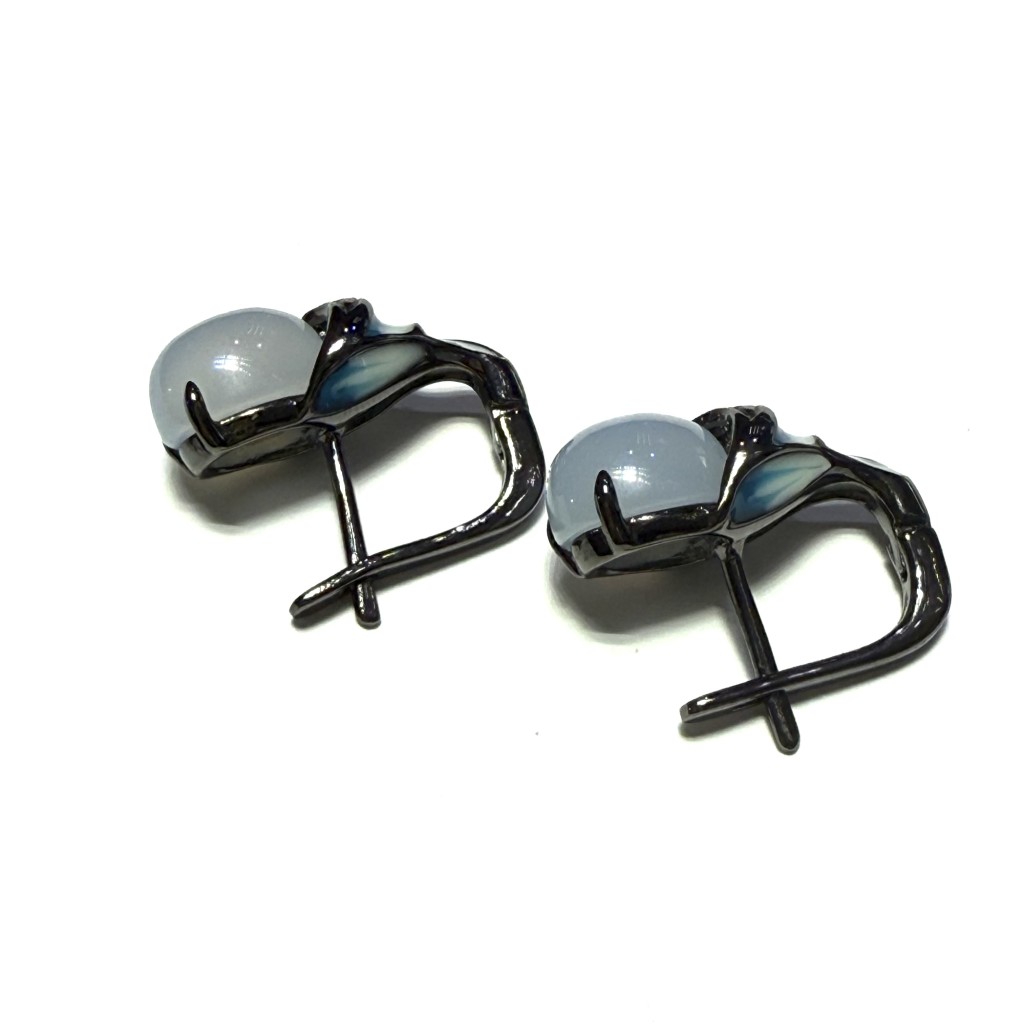 Drop earrings with blue quartz and enamel - CAMEO ITALIANO