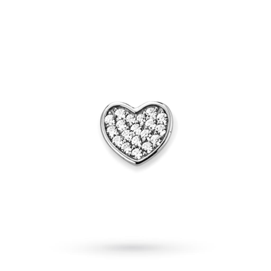 Heart symbol component in white silver with sapphires - MARCELLO PANE