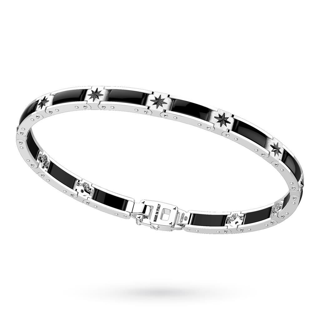 Zancan KXB047 silver bracelet with ceramic links and stars - ZANCAN