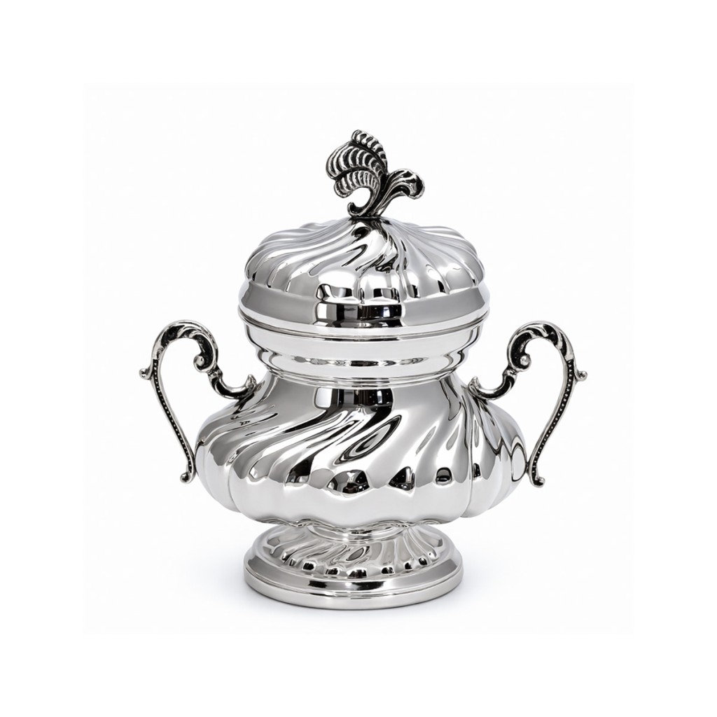 Twisted design sugar bowl with handles 800 silver, 1930s - 
