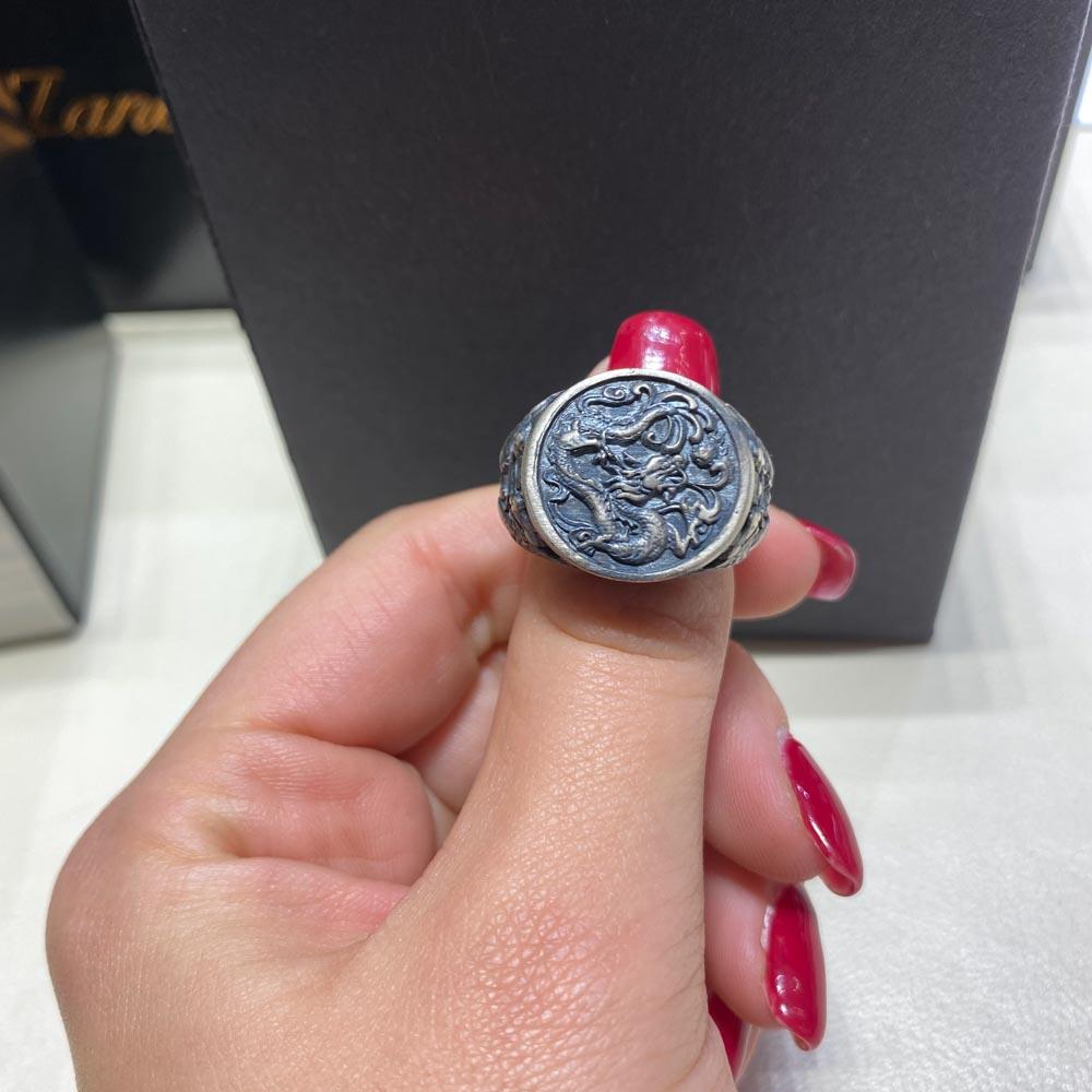 PAURO Anello Uomo In Acciaio Inossidabile 316L – Drago Girevole – Regolabile – Confezione Regalo