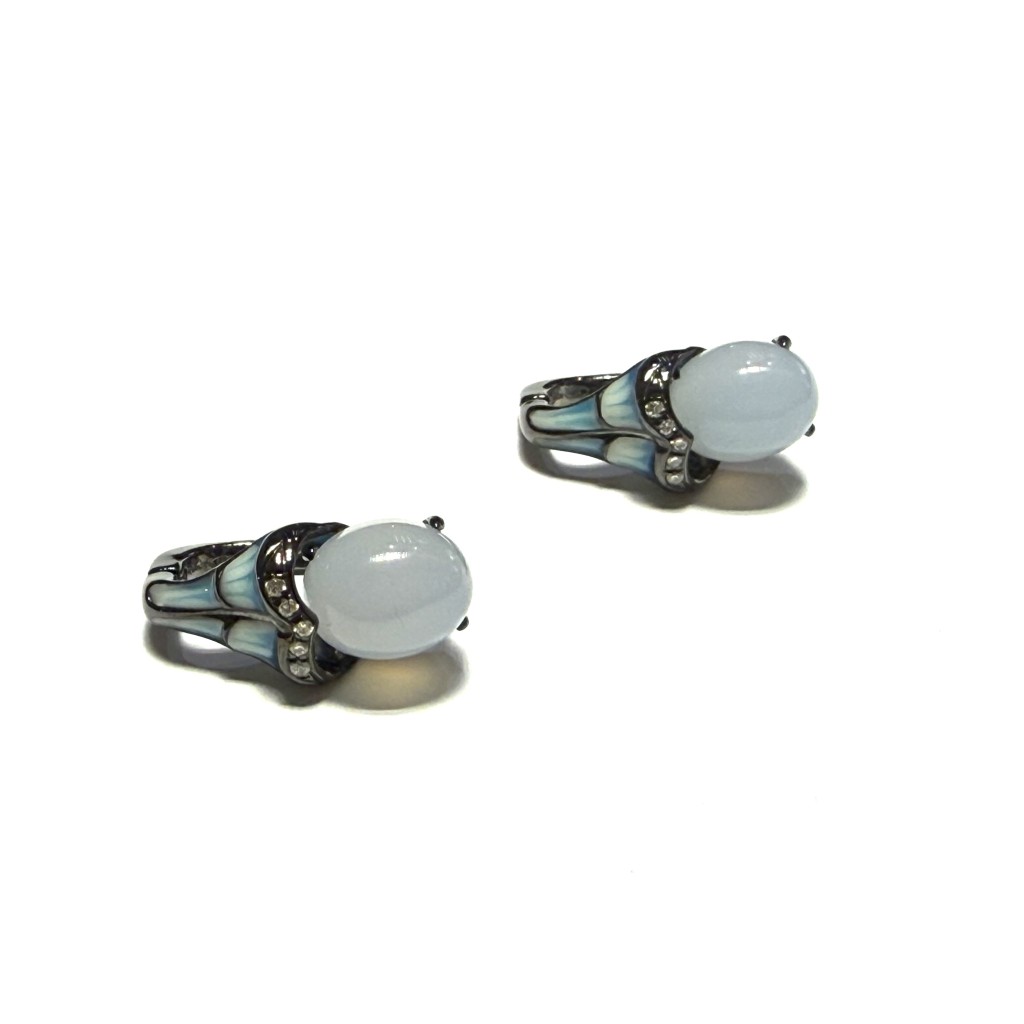  Orecchini pendenti con quarzo azzurro e smalto - CAMEO ITALIANO