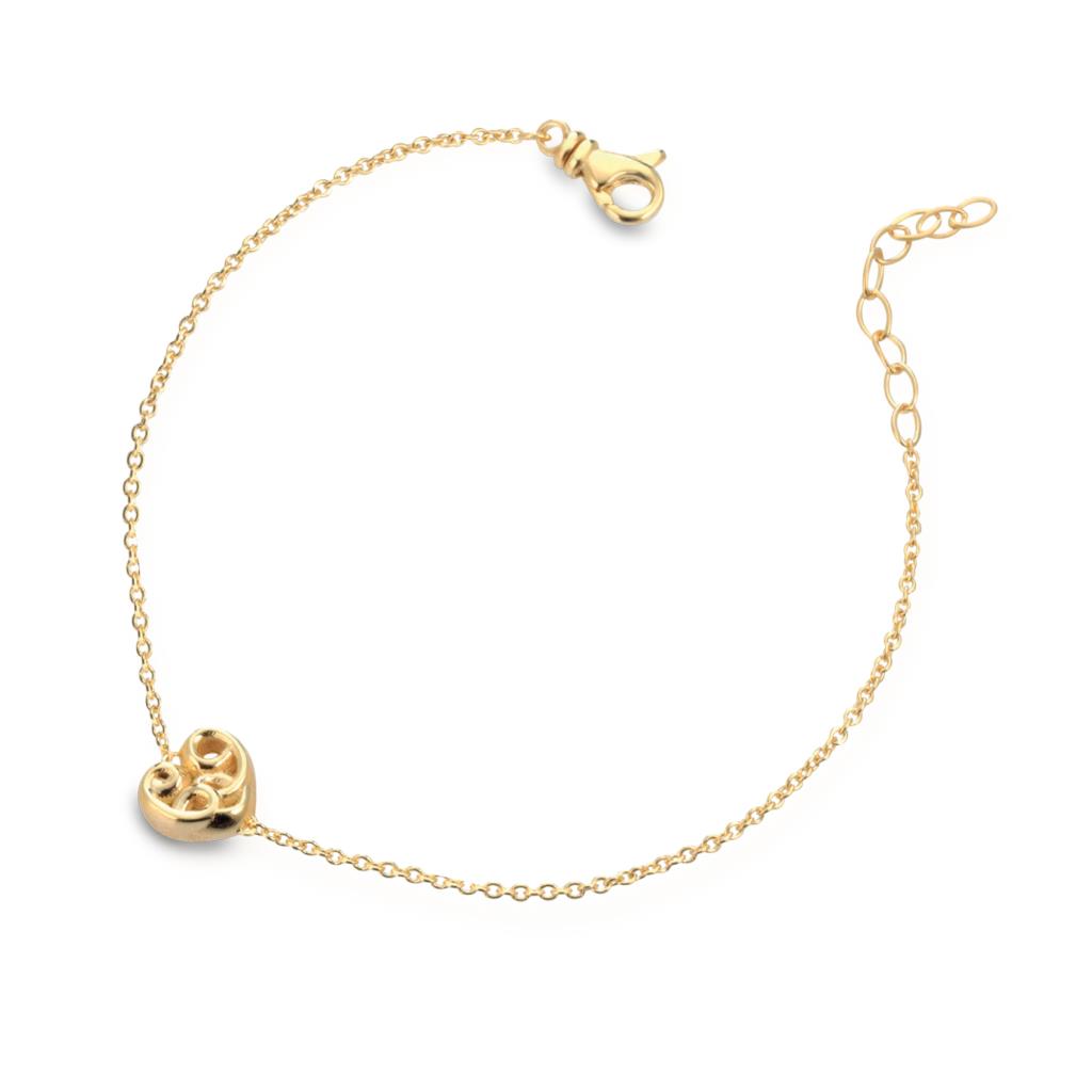 Bracciale con ciondolo cuore in argento dorato 925 - MARESCA OFFICINE ORAFE