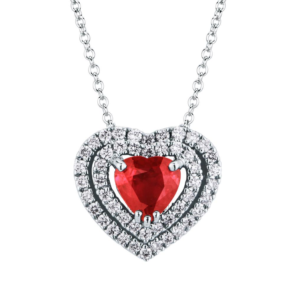  Girocollo rubino cuore 0,59ct diamanti 0,17ct Mirco Visconti - MIRCO VISCONTI