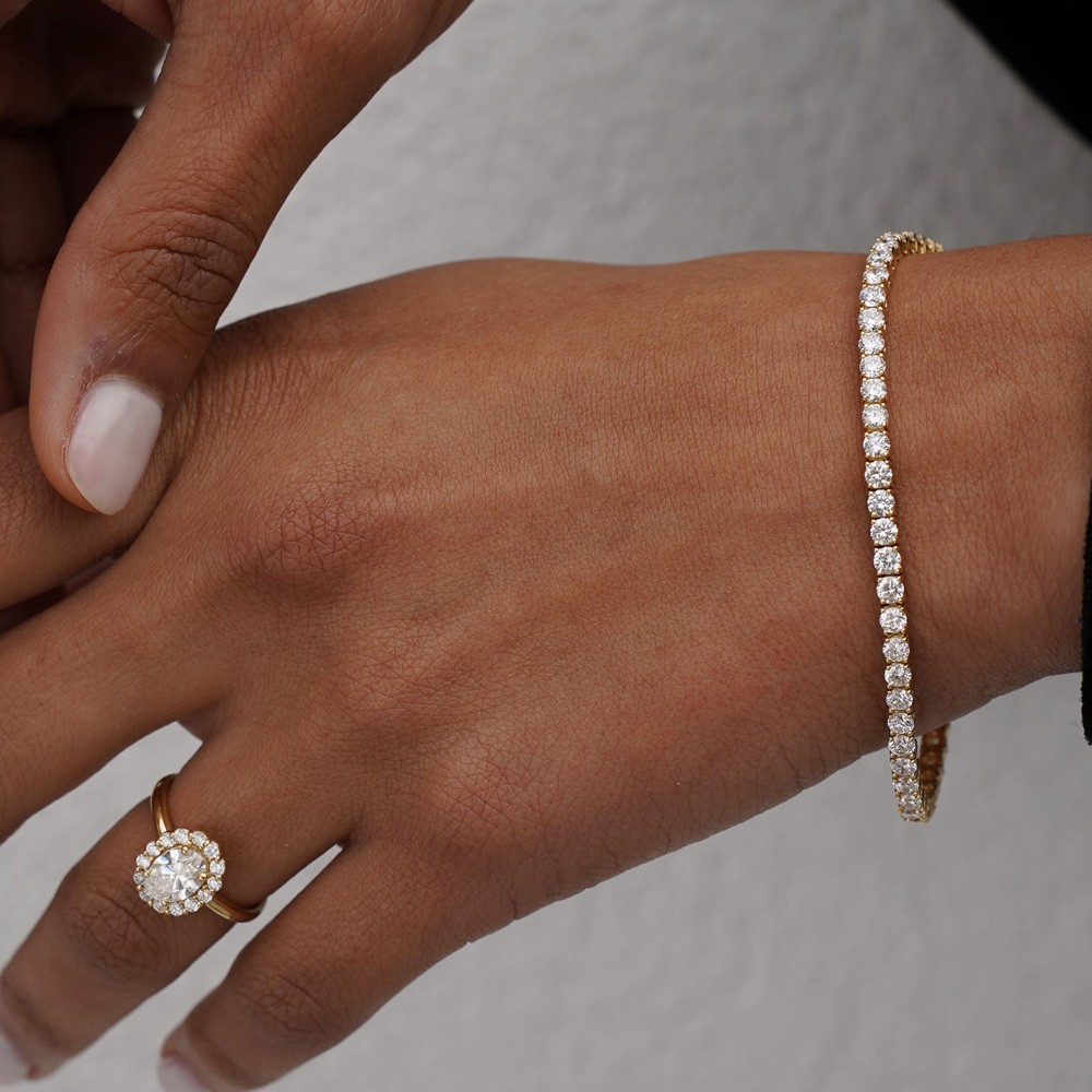  Bracciale tennis oro bianco diamanti Lab-Grown 17,5 cm - AMA