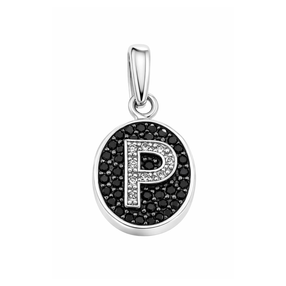925 sterling silver charm with alphabet letter P of zirconia - LUSSO ITALIANO