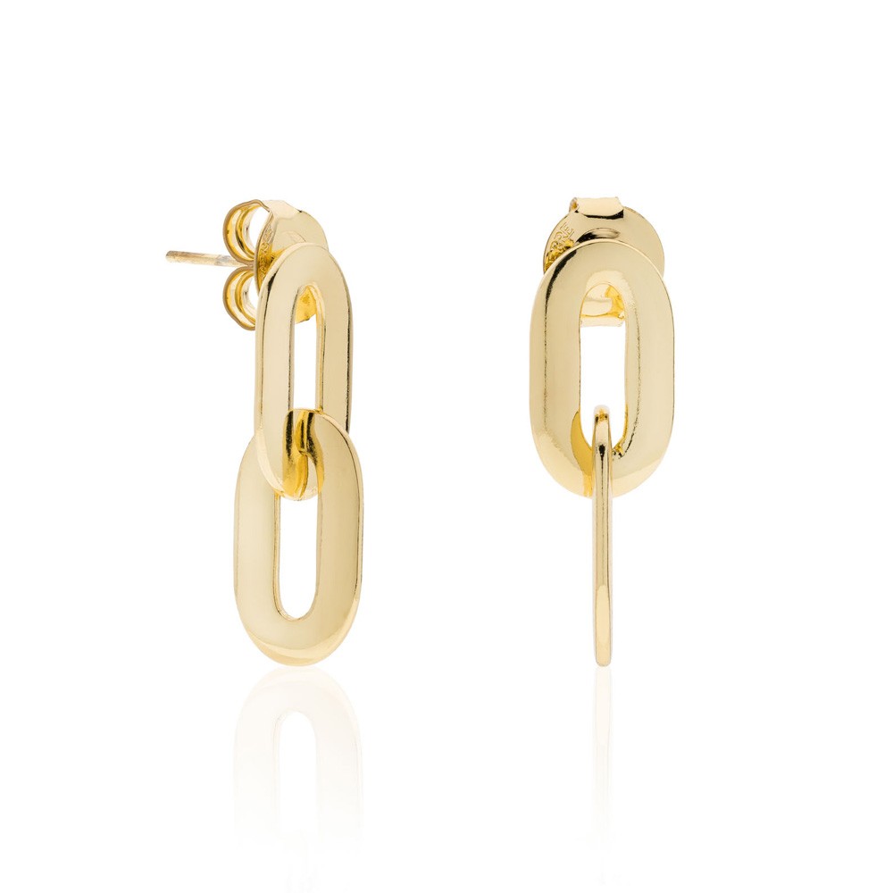 Orecchini Unoaerre 2377 con maglie ovali dorati - UNOAERRE