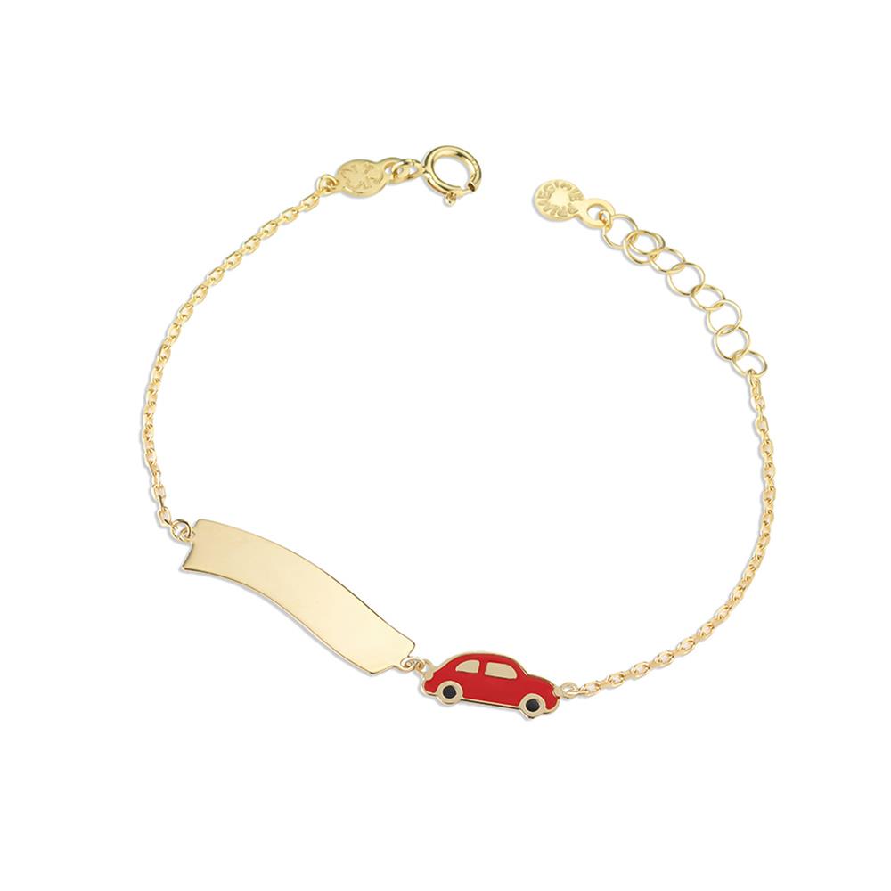 Yellow gold bracelet LeBebe enamelled car ribbon plate - LE BEBE