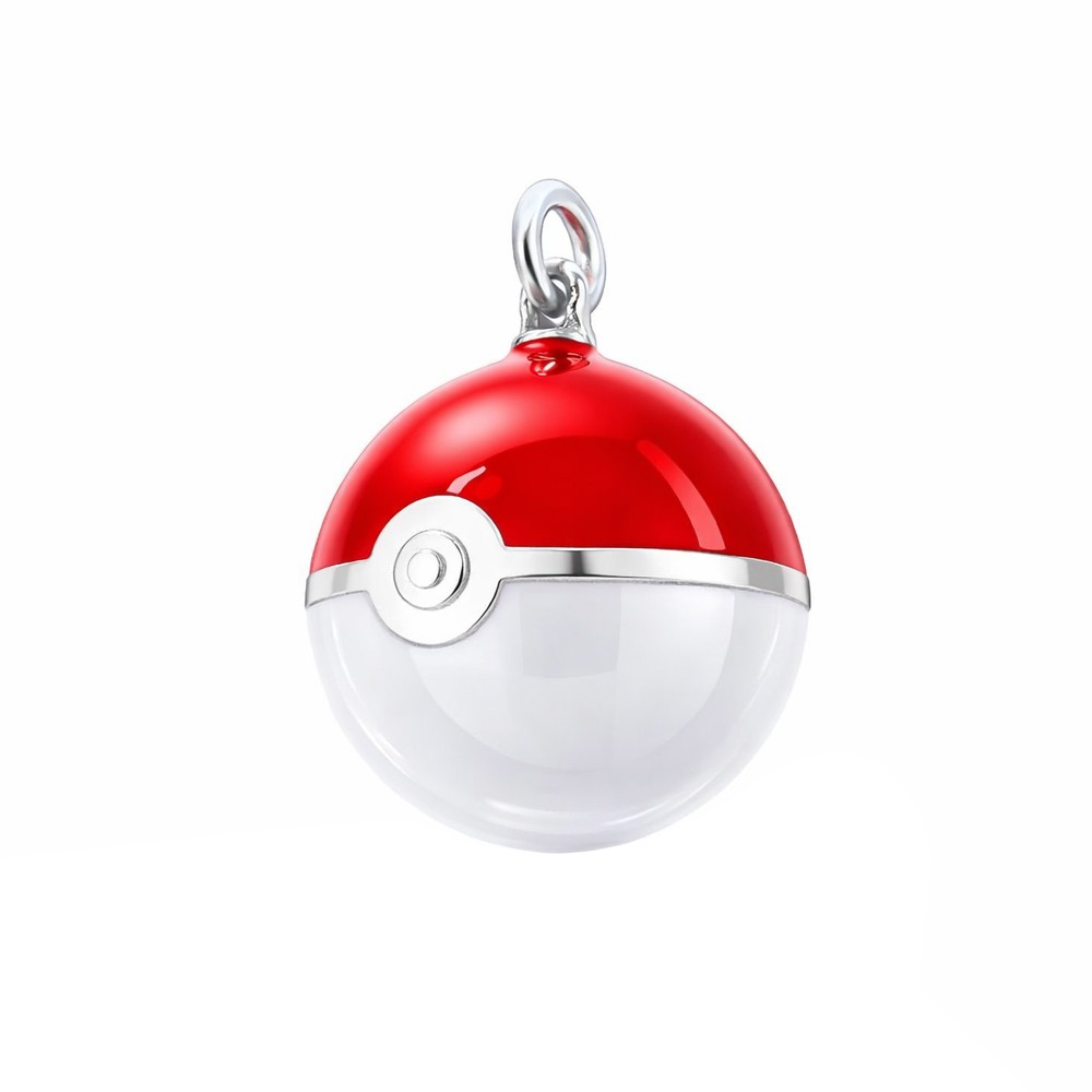 Pokeball ciondolo sfera argento smalto rosso bianco - LUSSO ITALIANO