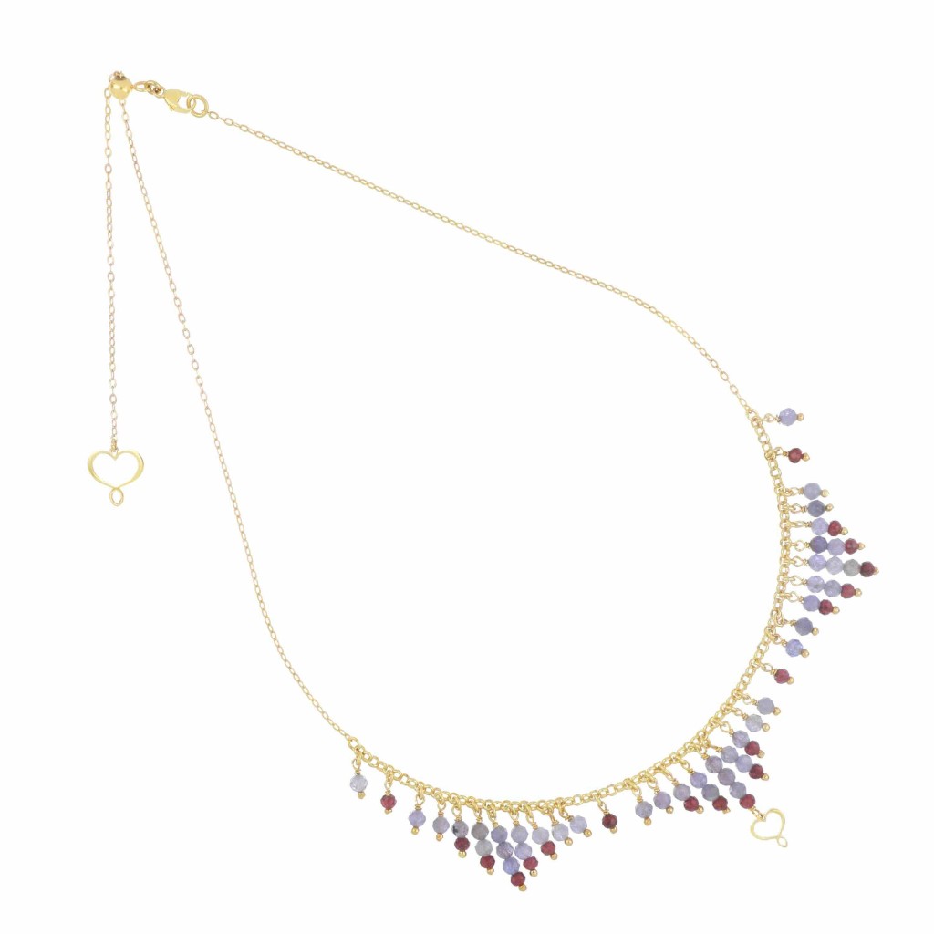 Girocollo Cascata Tanzanite & Granato con Cuore Maman Maman et Sophi