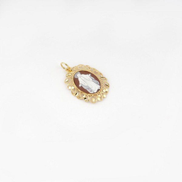 Cameo Italian pendant in gold plated silver with madonna cameo