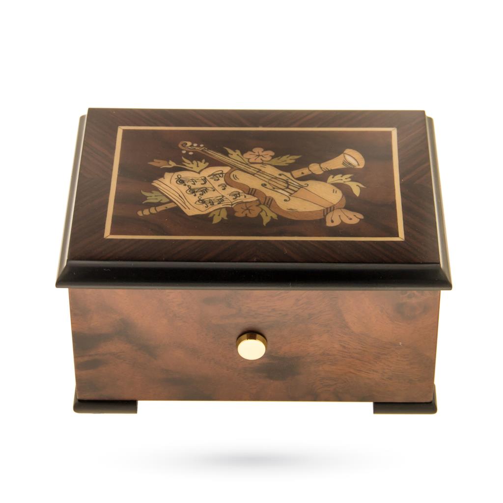 Wooden music box inlaid with 1 melody - REUGE MUSIC