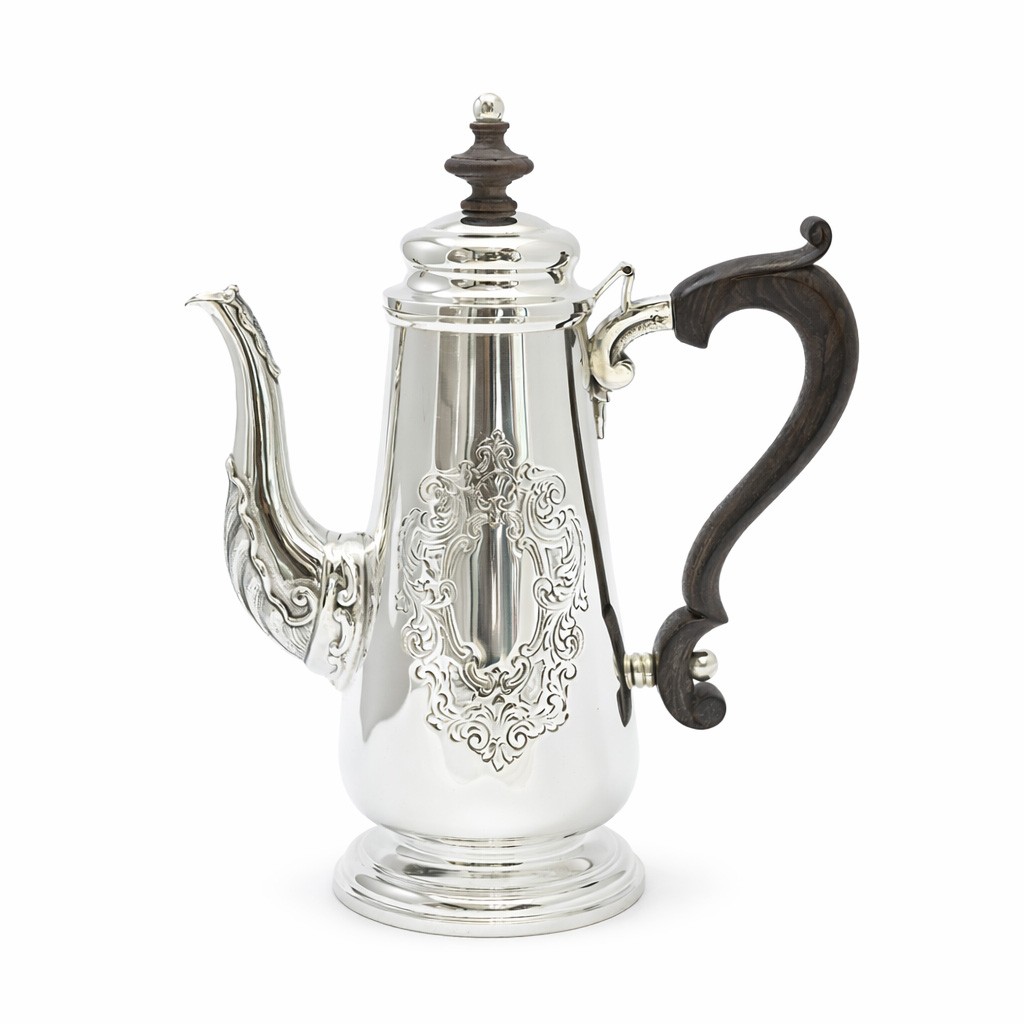 Servizio in argento 800 con manici in ebano, 3 pezzi - 