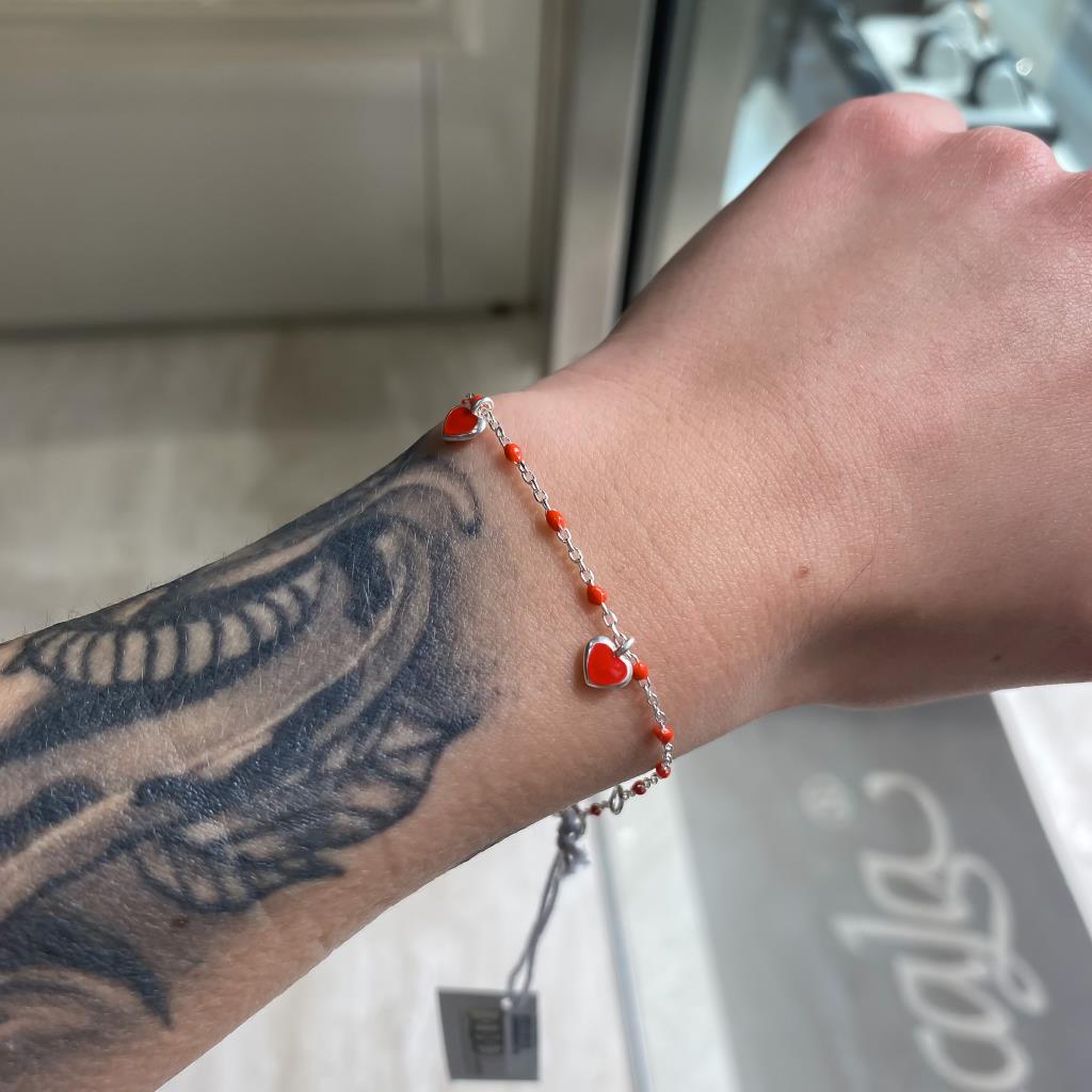  Dodo Mariani bracelet mini enamel chain 3 red hearts - DODO MARIANI