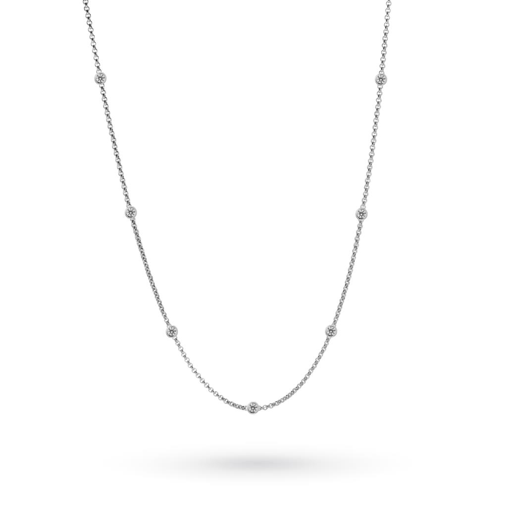 White zircon necklace 18kt white gold 44 cm - LUSSO ITALIANO